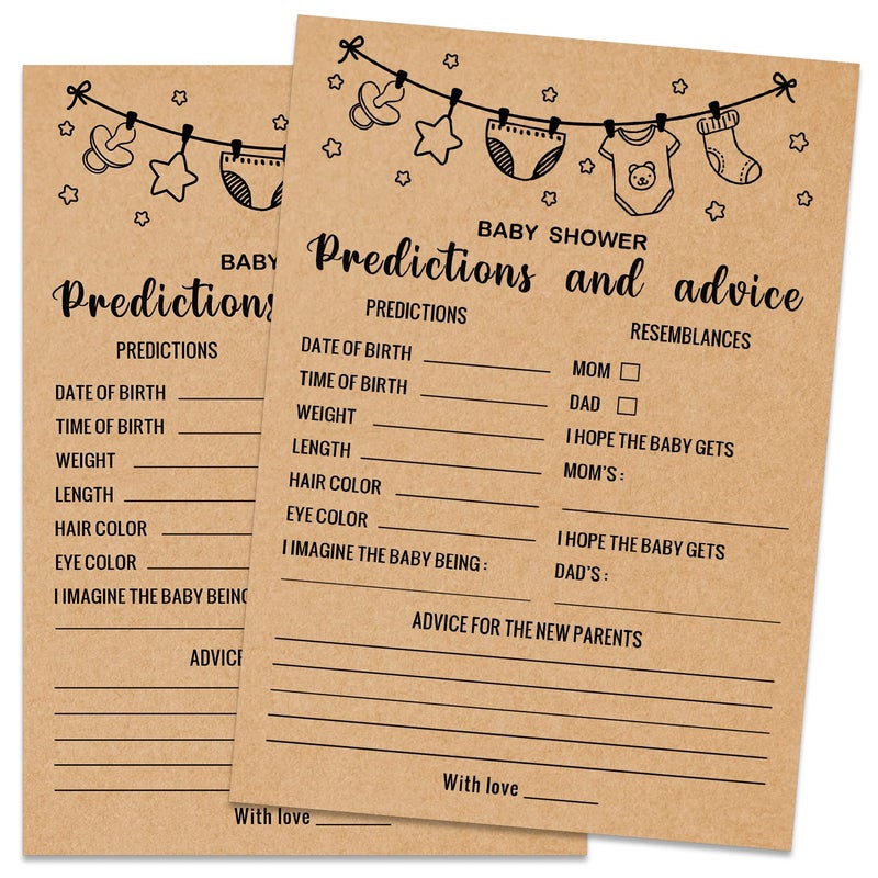 Misaidou Baby Predictions and Advice Baby Shower Game, Girl or Boy Babies New Parent Message Advice Book, Baby Shower Party Games Supplies & Activities, 30 Game Cards Included, Kraft - Image 1